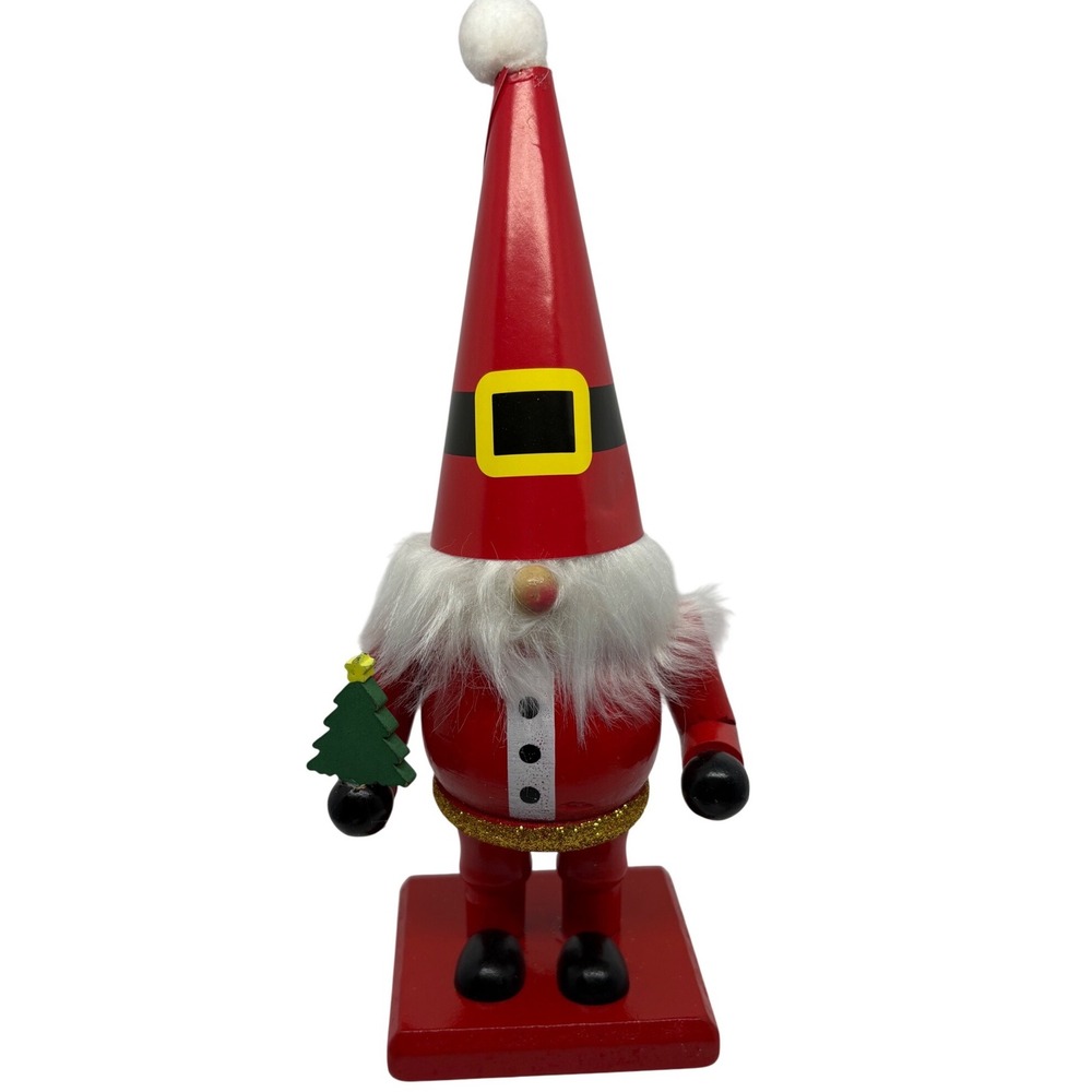 Santa Gnome Nutcracker Style Christmas Decor Festive Holiday Figurine‎ with Tree